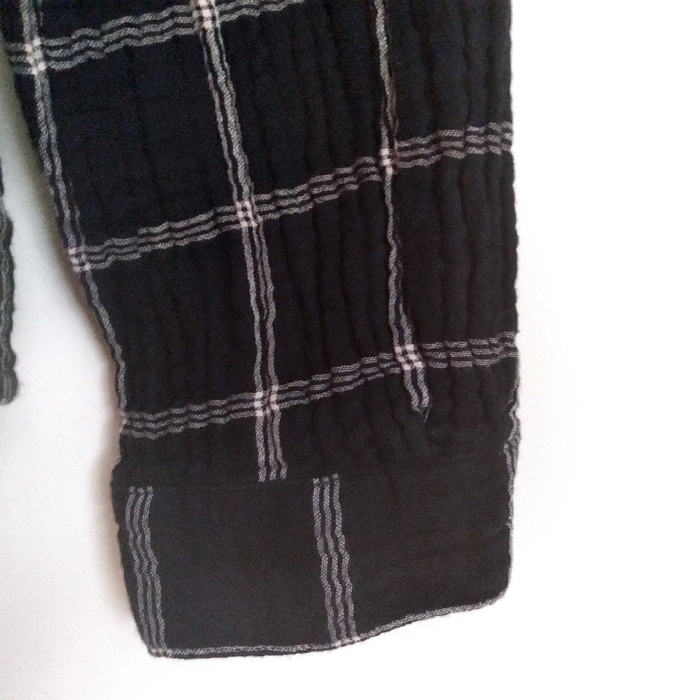 Madewell Cropped Cotton Lagenlook Top XL Boxy‎ Black White Window Pane Plaid - Picture 4 of 8
